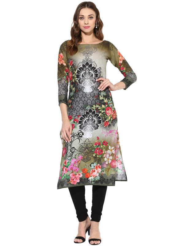 Women's Black And Red Designer Digital Cotton Printed Only Kurti - Ahalyaa