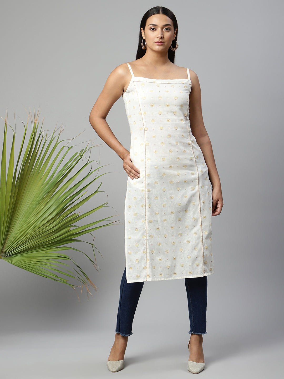 Women's Off White Pure Cotton Printed Kurtas - Ahalyaa