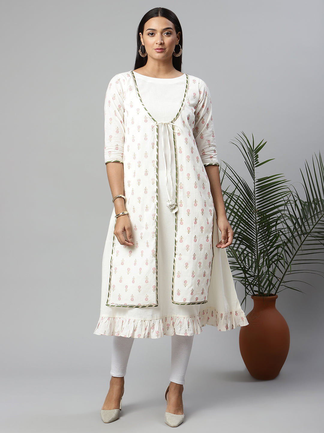 Women's Off White Cotton Printed Kurta - Ahalyaa