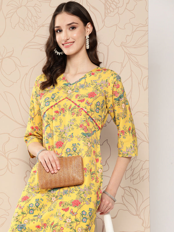 Jashvi Women Floral Printed Gotta Patti Crepe Kurta