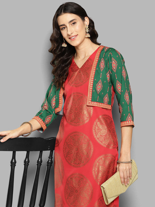 Women's Ethnic Motifs Printed Crepe Kurta - Ahalyaa