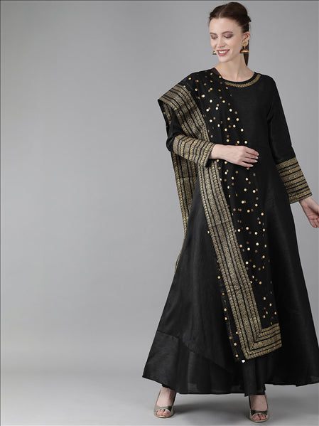 Women's Poly Silk Solid Kurta With Dupatta - Ahalyaa