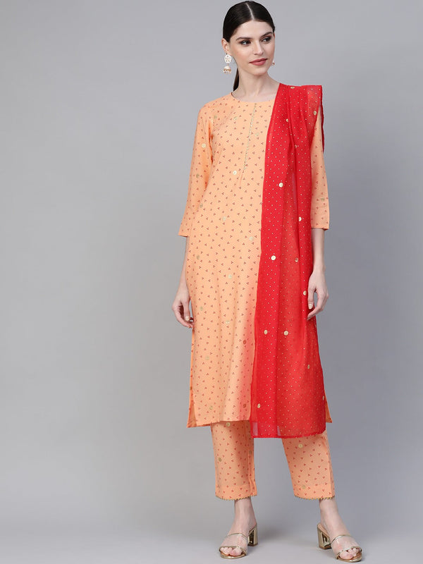 Women's Bandhani Printed Kurta Set - Ahalyaa