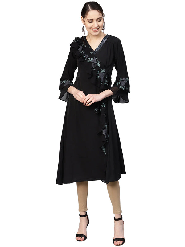 Black A-Line Georgette Kurta