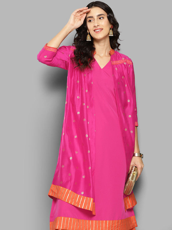 Women's Solid Regular Kurta With Palazzos & With Jacket - Ahalyaa