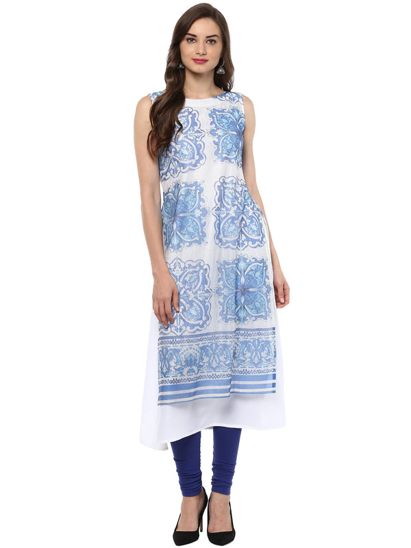 Women's Double Layered A- Line Crepe Only Kurti - Ahalyaa