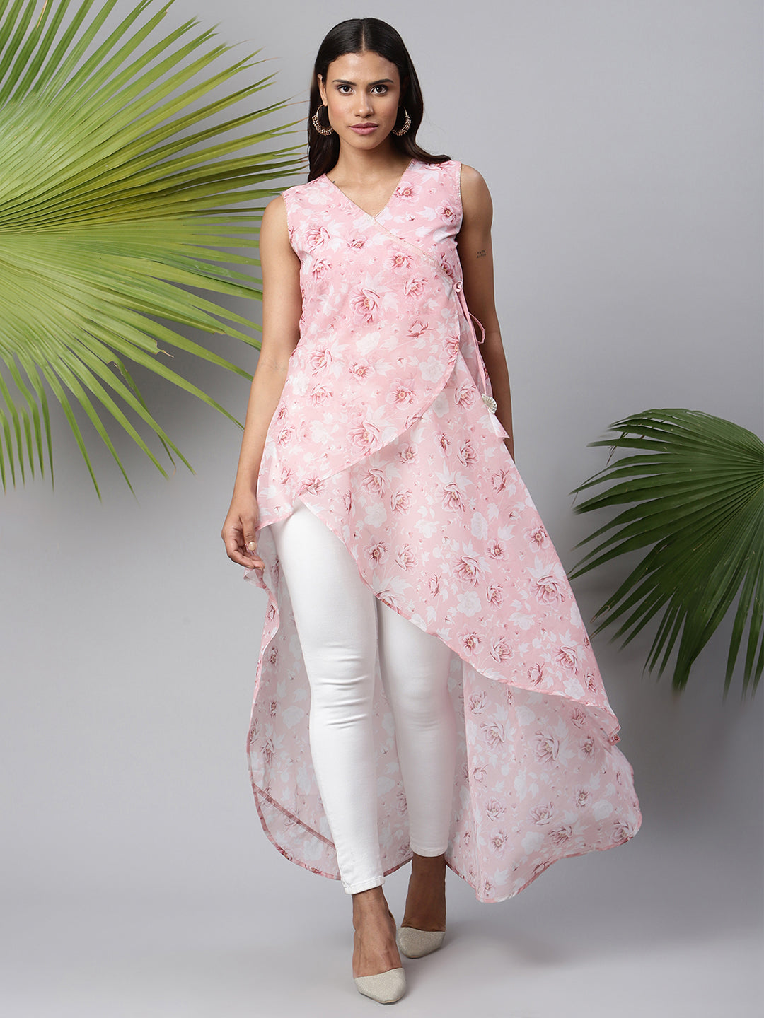 Women's Pink Organza Digital Printed Dress - Ahalyaa