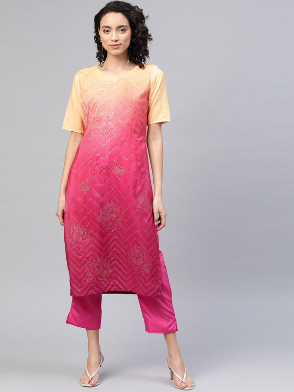 Women's Pink Crepe Printed Salwar Suit- Ahalyaa