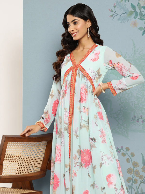 Jashvi Floral Printed Empire Kurta With Trousers