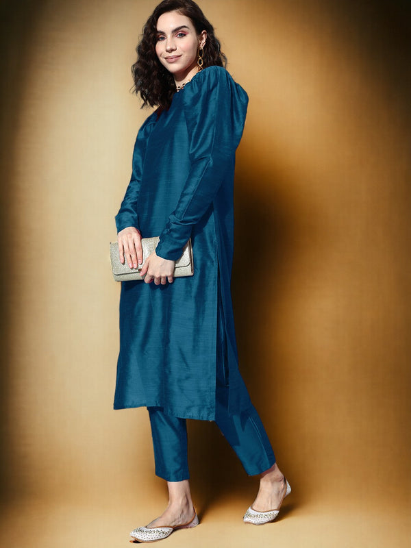 Round Neck Puffed Sleeves Kurta with Trousers