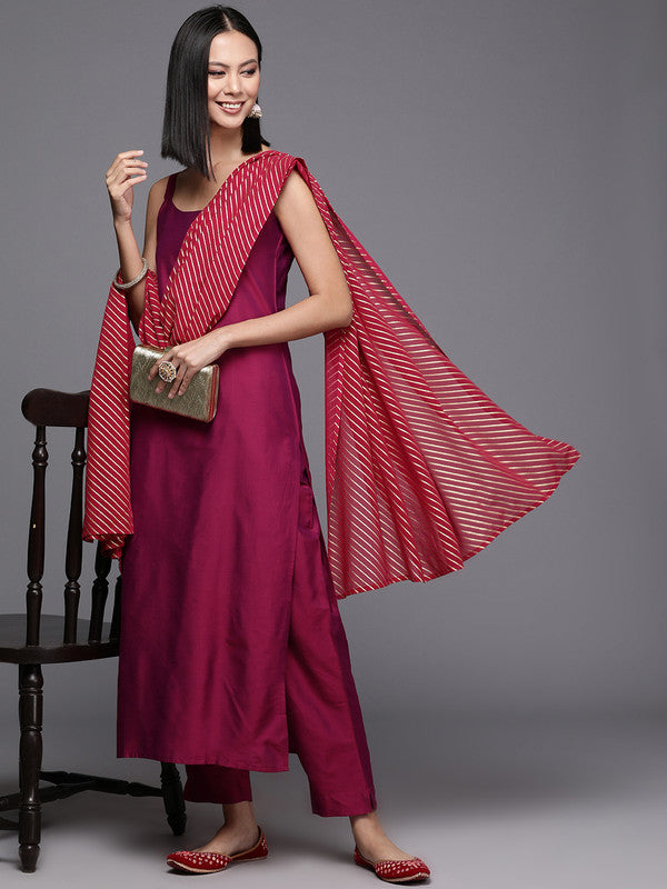 Women's Regular Kurta With Trousers & With Dupatta - Ahalyaa