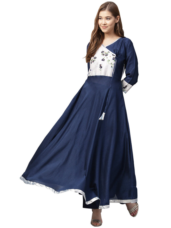 Women's Blue A-Line Only Kurta - Ahalyaa