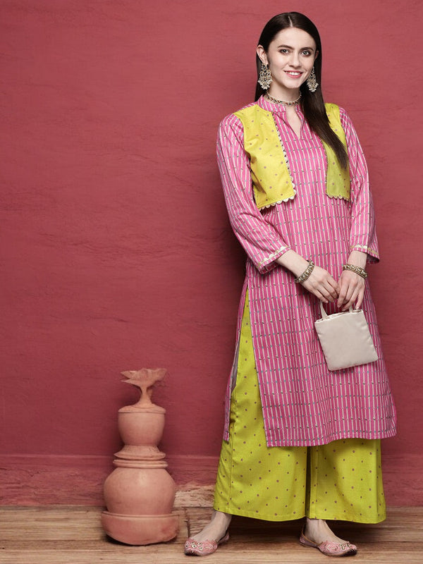 Pink Gotta Patti Velvet Kurta with Palazzos