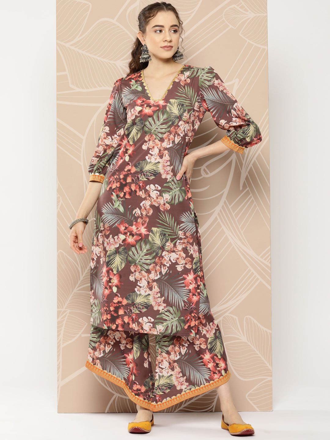 Women's Printed Kurta With Palazzos - Ahalyaa