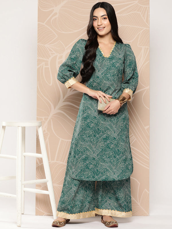 Jashvi Floral Printed Regular Gotta Patti Kurta with Palazzos