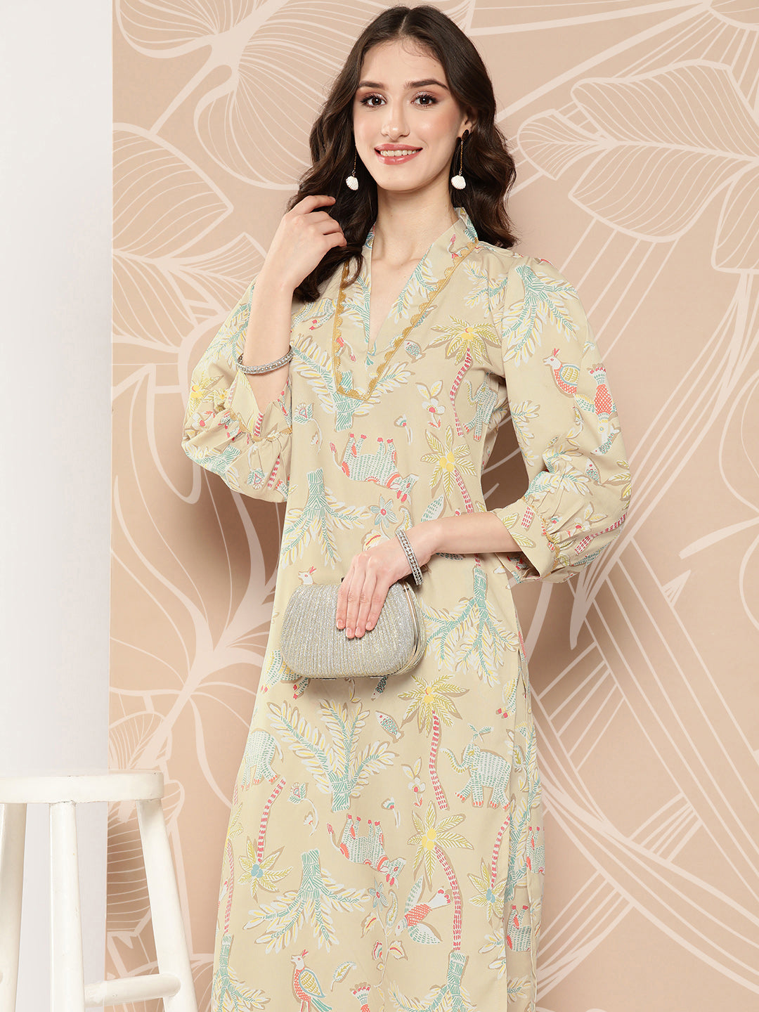 Women's Floral Printed Regular Kurta With Palazzos - Ahalyaa