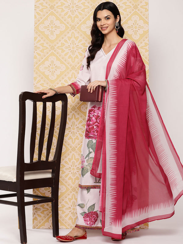 Jashvi Women Floral Printed Regular Kurta with Palazzos & With Dupatta