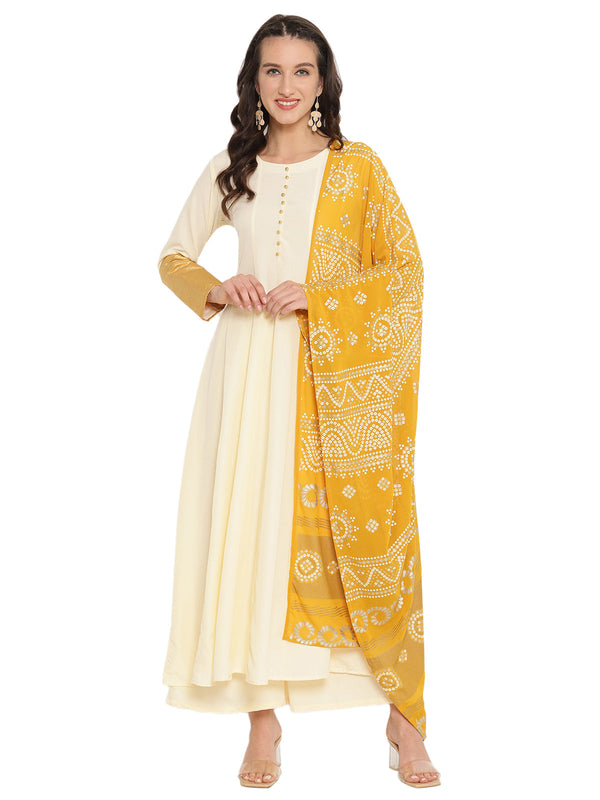 Solid Anarkali Kurta with Dupatta Set