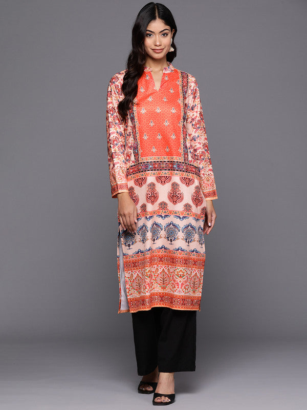 Women's Ethnic Motifs Printed Gotta Patti Velvet Kurta - Ahalyaa