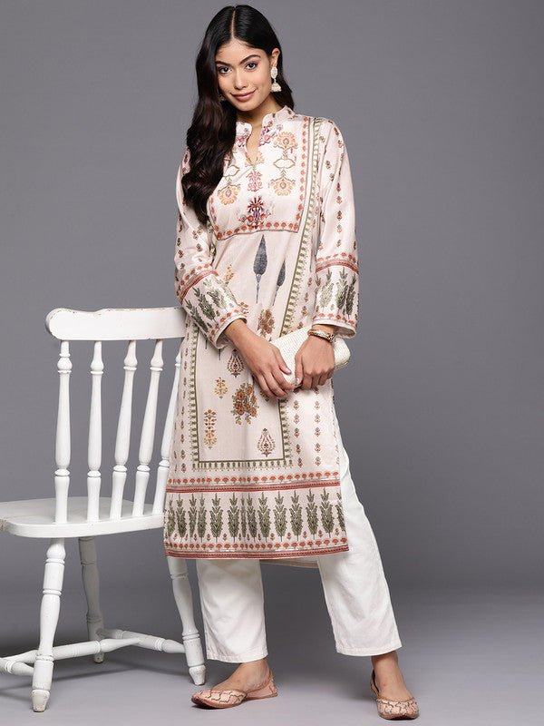 Women's Ethnic Motifs Printed Gotta Patti Velvet Kurta - Ahalyaa