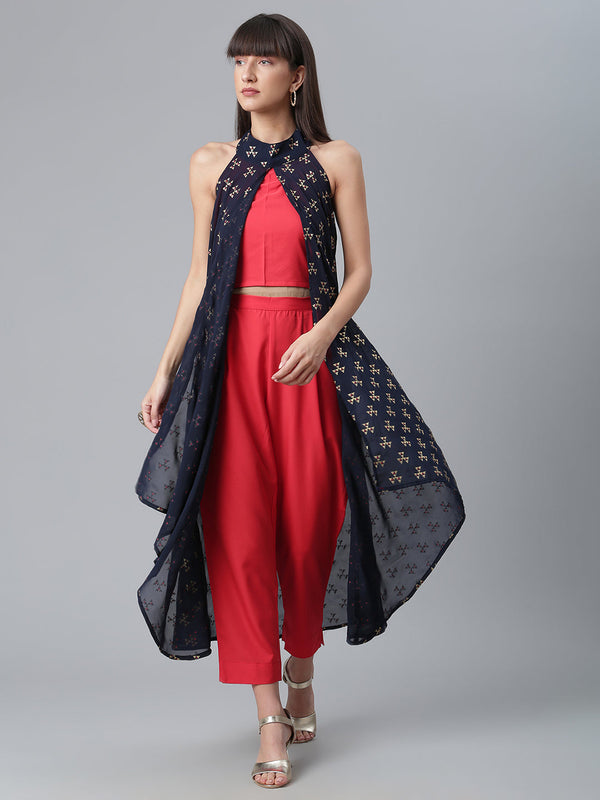 Women's Crepe Wine Kurta With Palazzo  - Ahalyaa