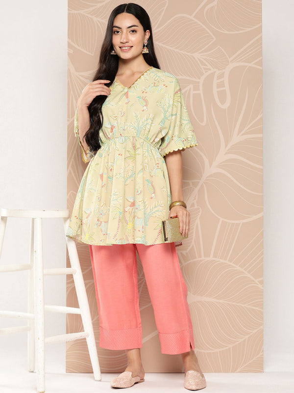 Jashvi Gathered Conversational Printed Tunic