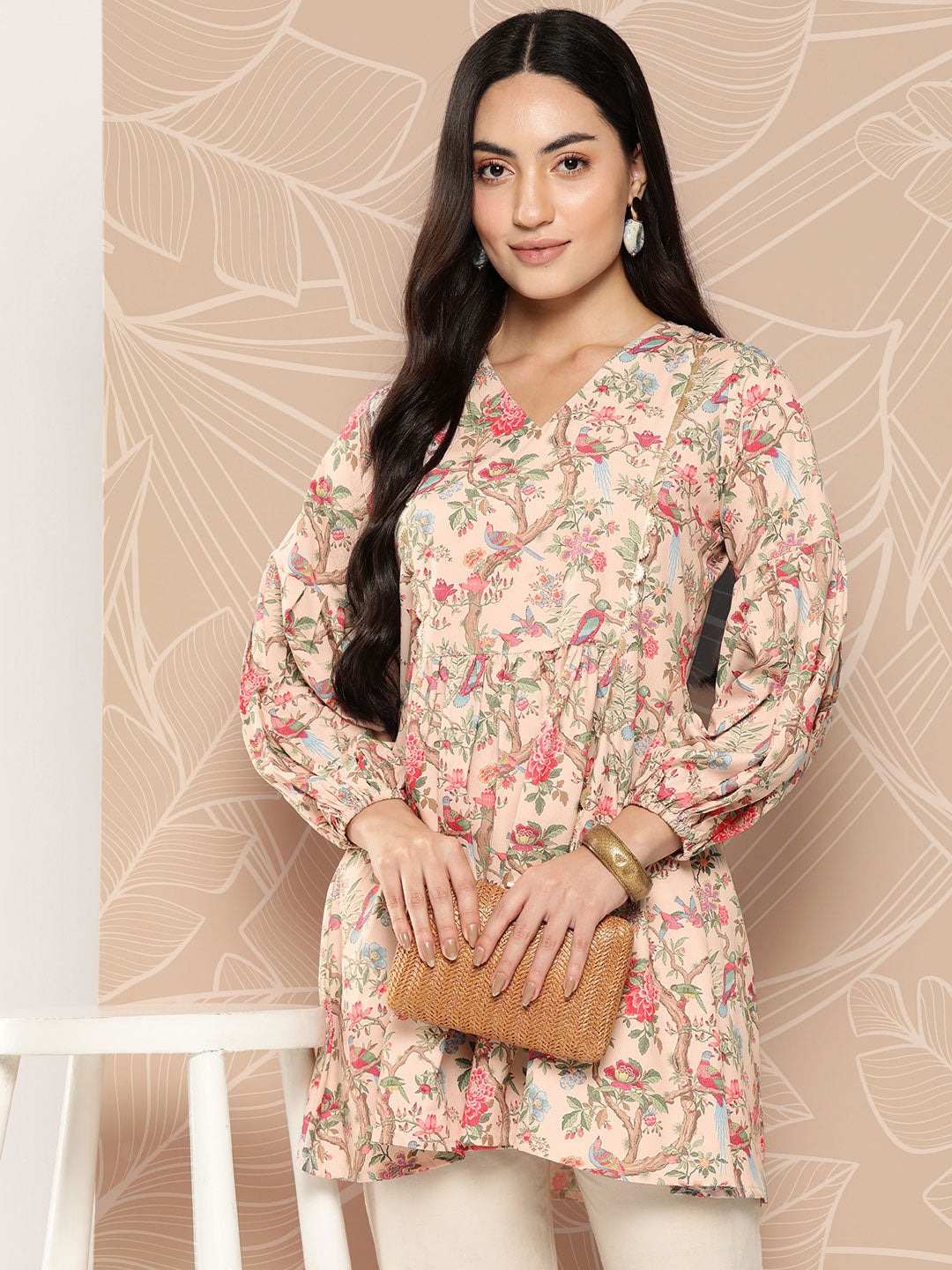 Women's Floral Printed Tunic - Ahalyaa