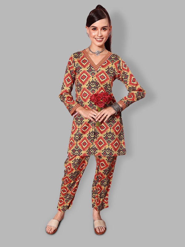 Women's Printed Tunic With Trousers - Ahalyaa