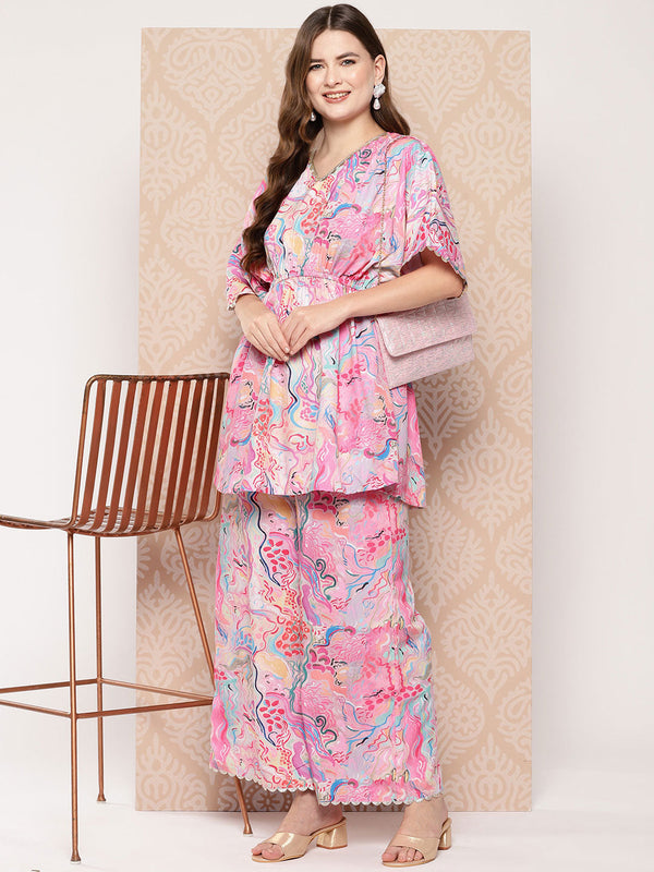 Jashvi Women Printed Ethnic Tunic with Palazzos