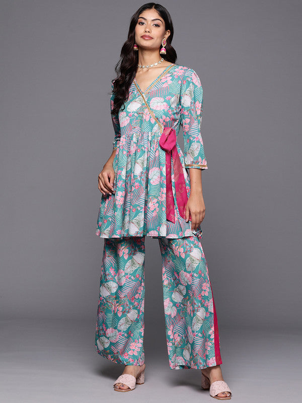 Women's Printed Tunic With Palazzos - Ahalyaa