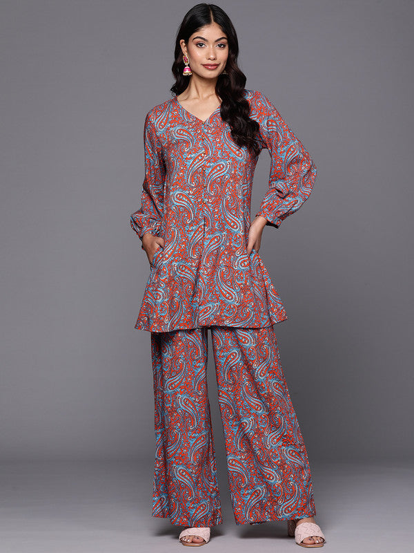 Women's Printed Tunic With Palazzos - Ahalyaa