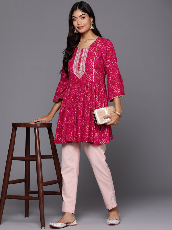 Jashvi Pink Printed Ethnic Tunic