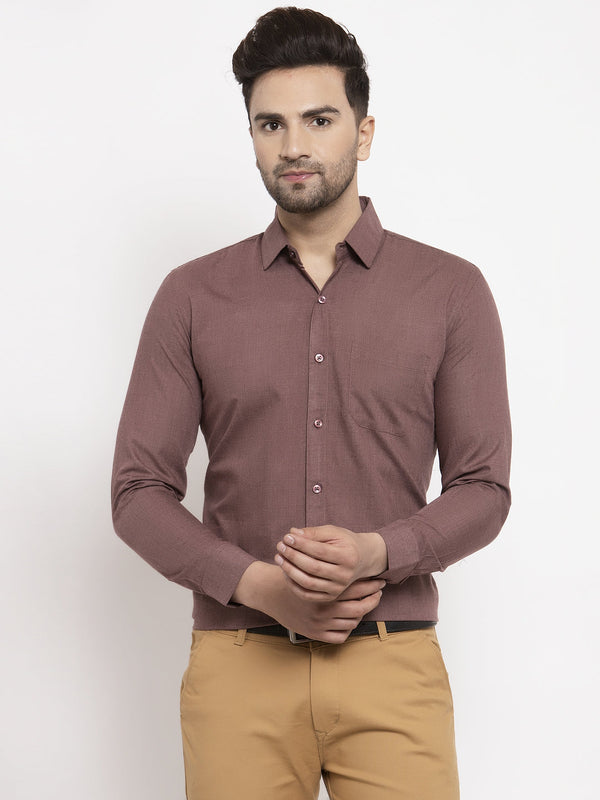 Men's Cotton Solid Brown Formal Shirt's ( SF 361Brown ) - Jainish