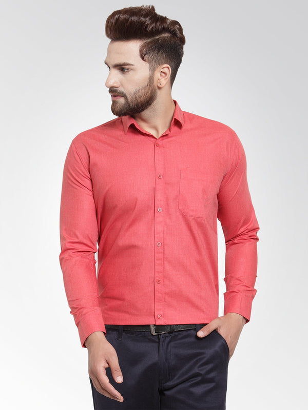 Men's Cotton Solid Desire Orange Formal Shirt's ( SF 361Desire ) - Jainish