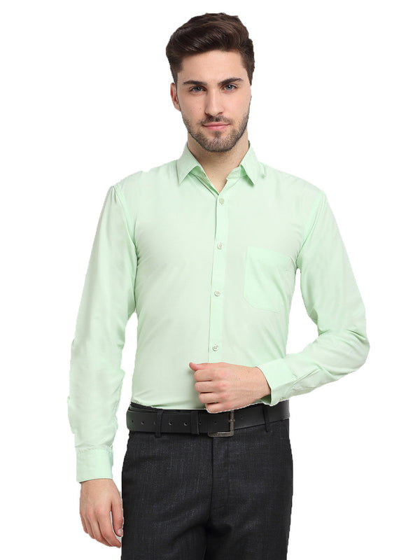 Men's Cotton Solid Light Green Formal Shirt's ( SF 361Light-Green ) - Jainish