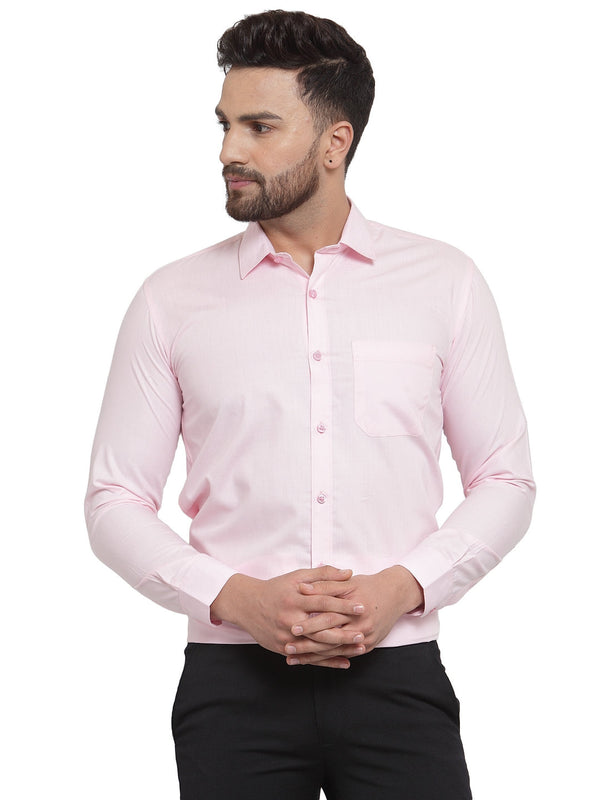 Men's Cotton Solid Light Pink Formal Shirt's ( SF 361Light-Pink ) - Jainish