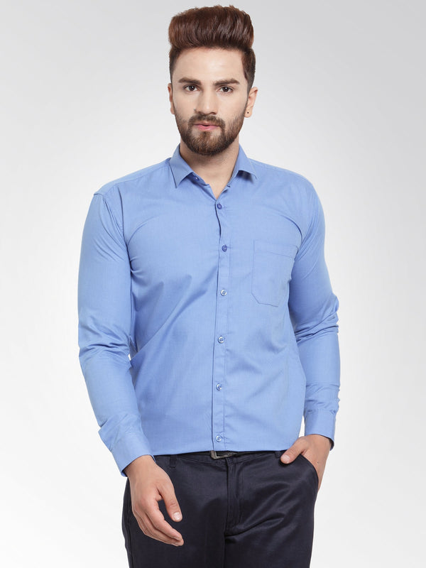 Men's Cotton Solid Light Blue Formal Shirt's ( SF 361Light-Blue ) - Jainish