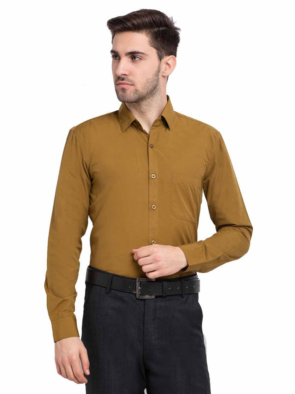 Jashvi Men's Cotton Solid Mustard Formal Shirt's