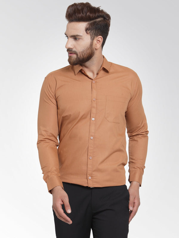 Men's Cotton Solid Rust Orange Formal Shirt's ( SF 361Rust ) - Jainish