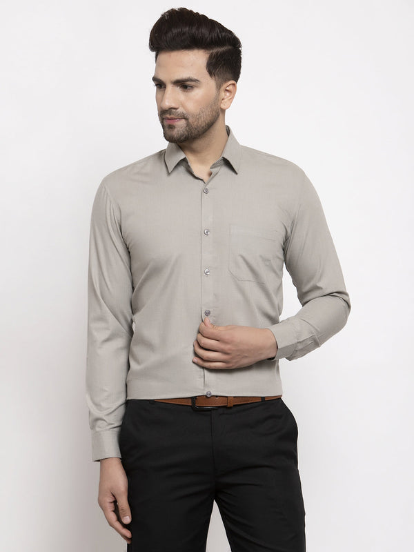 Jashvi Men's Cotton Solid Steel Grey Formal Shirt's