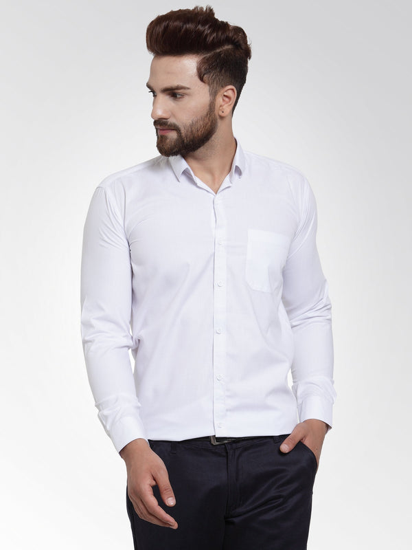 Men's Cotton Solid White Formal Shirt's ( SF 361White ) - Jainish