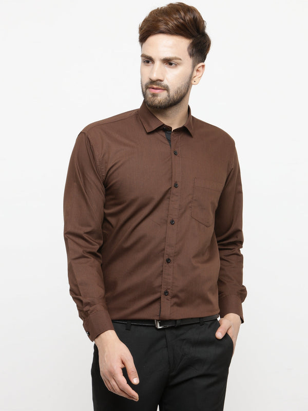 Jashvi Coffee Formal Shirt with black detailing