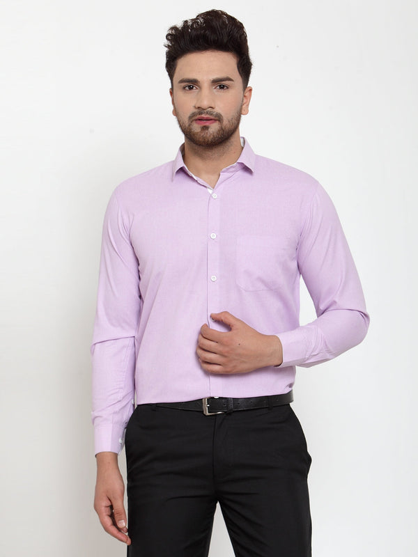 Men's Light-Purple Formal Shirt with white detailing ( SF 419Light-Purple ) - Jainish