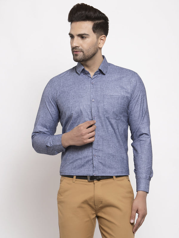 Men's Grey Cotton Solid Button Down Formal Shirts ( SF 753Grey ) - Jainish