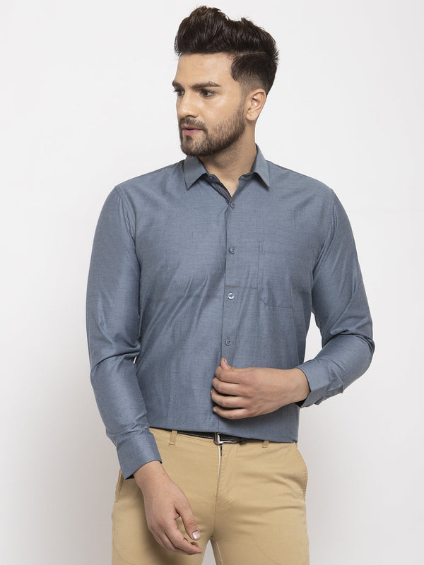 Men's Grey Cotton Polka Dots Formal Shirt's ( SF 761Grey ) - Jainish