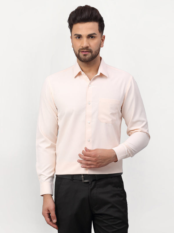 Men's Peach Solid Formal Shirts ( SF 777Peach ) - Jainish