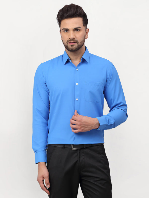 Men's Blue Solid Formal Shirts ( SF 777Sky ) - Jainish