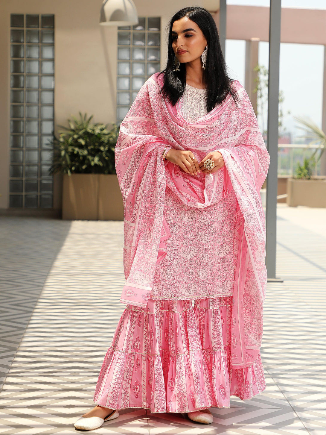 Pink Yoke Design Cotton Straight Suit With Dupatta - Jashvi