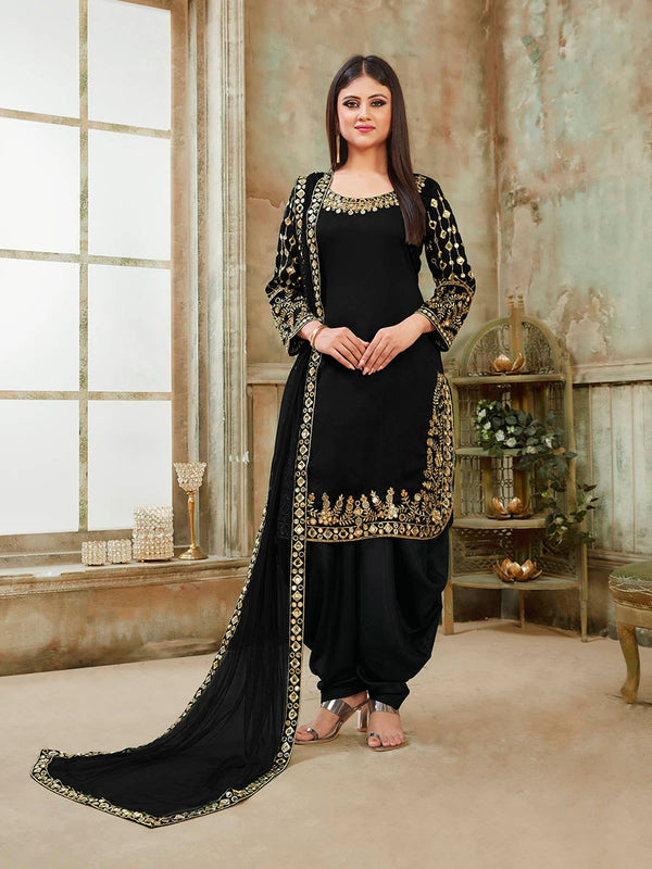 Women Black Silk Suit by Myracouture (2pcs Set)