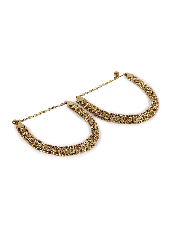 Women's/Girls Gold Plated Designer Kundan Anklet for Bridals - Anikas Creation